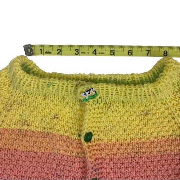 Charming Handmade Girl’s Knitted Long Sleeve Button Front Cardigan Sweater - Picture 11 of 13